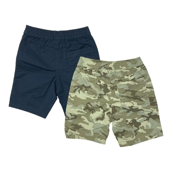 Boys 2-Pack Size 14/16 Woven Shorts, Camo Green & Blue w/ Elastic Waist - Picture 2 of 6
